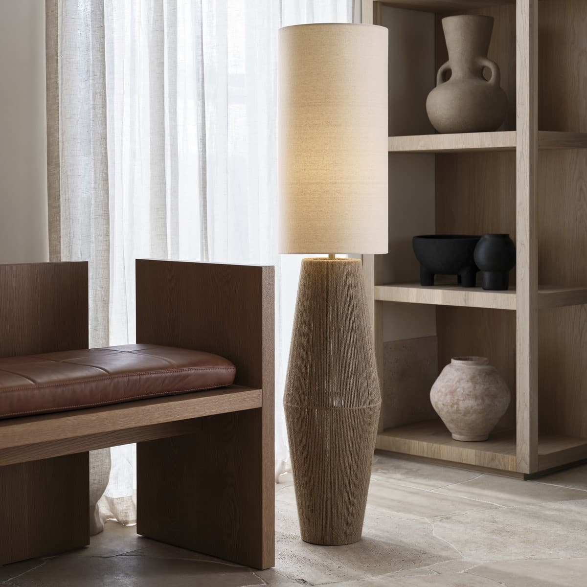 Moka 1 Light Floor Lamp in Natural-img-2