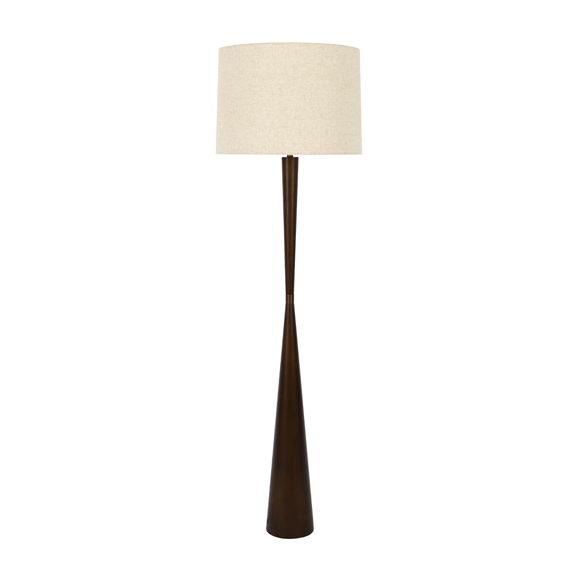 Wirth 1 Light Floor Lamp in Walnut with Natural Linen Shade and Bronze Details-img-1