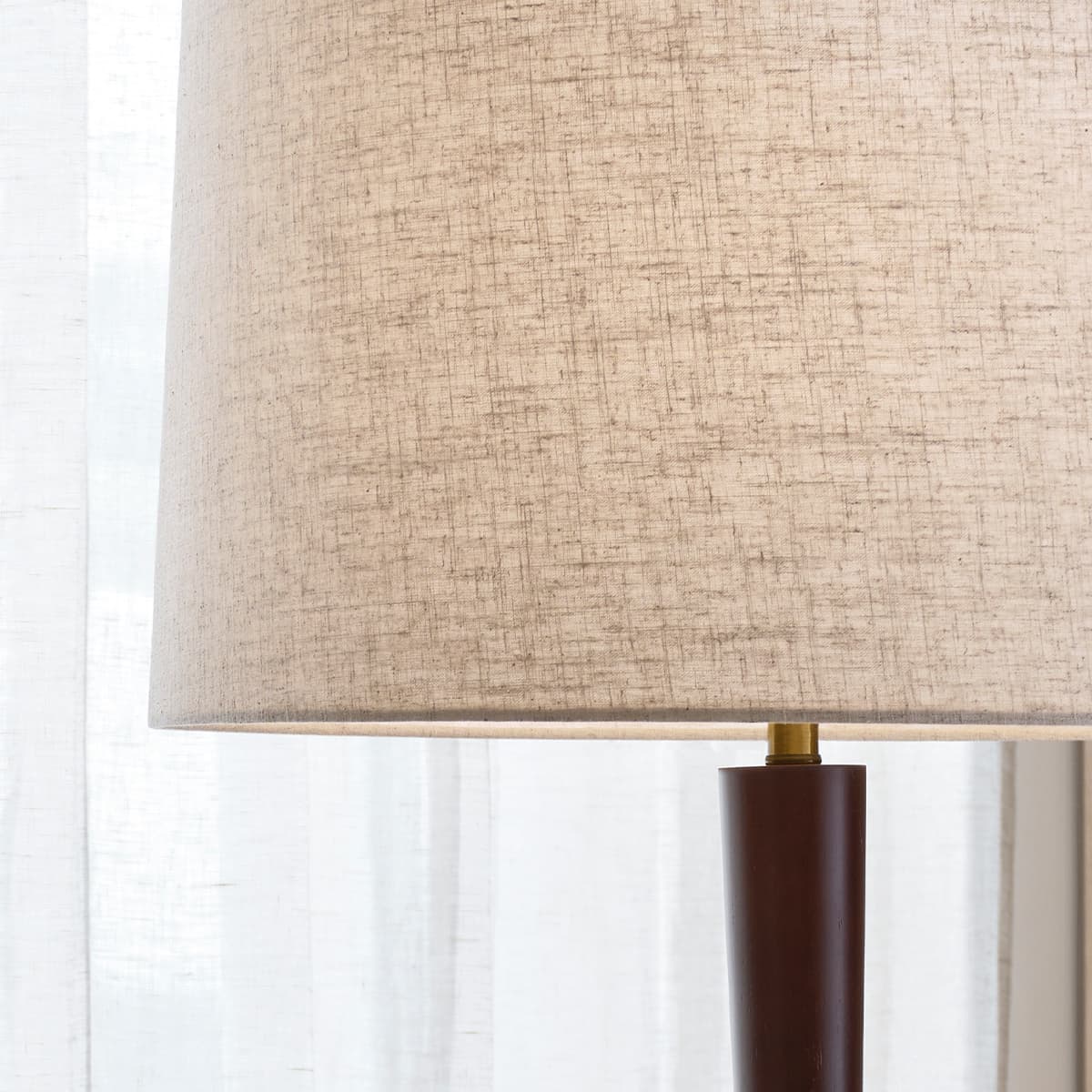 Wirth 1 Light Floor Lamp in Walnut with Natural Linen Shade and Bronze Details-img-3