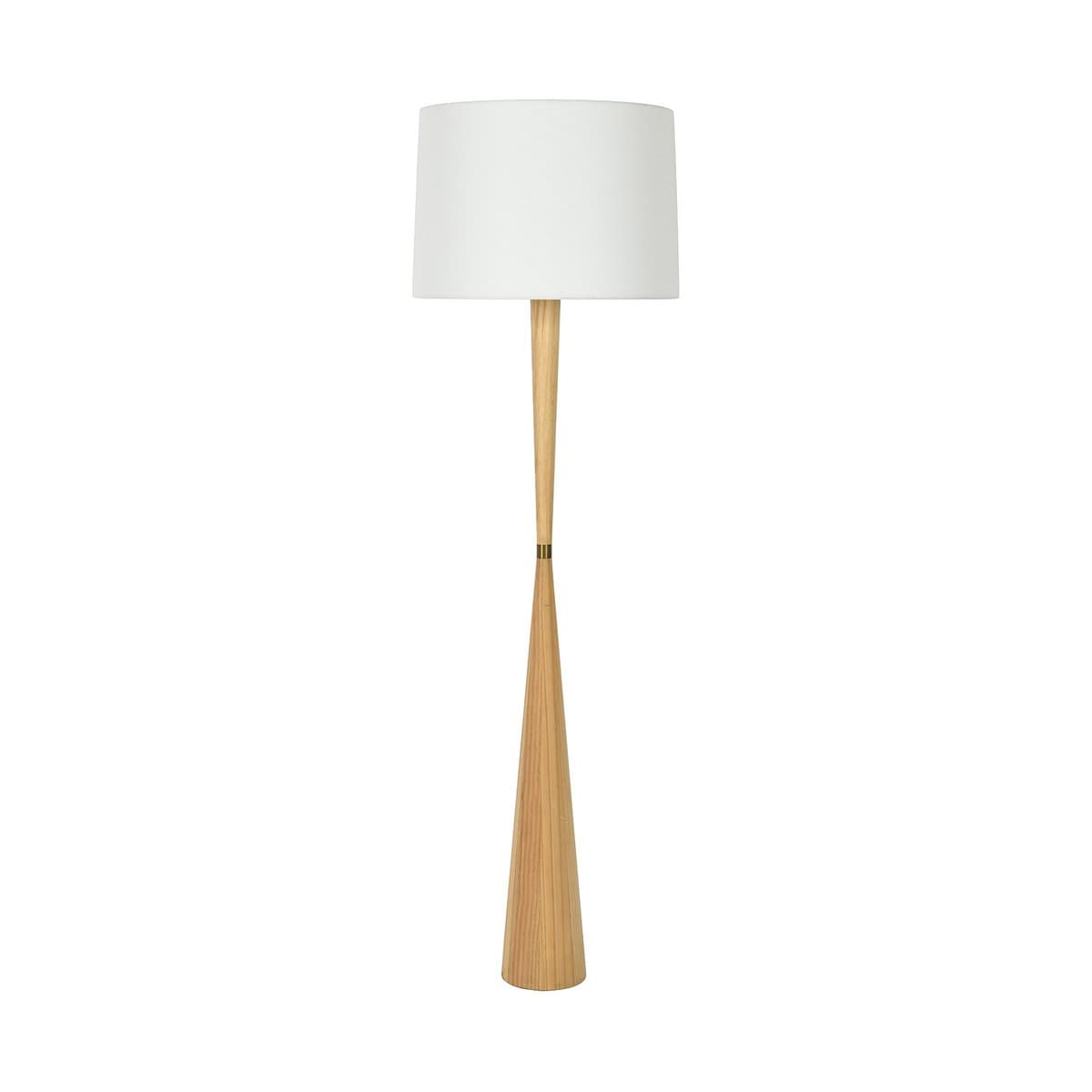 Wirth 1 Light Floor Lamp in Oak with Natural Linen Shade and Brass Details-img-1