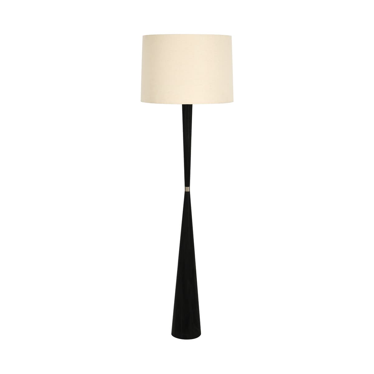 Wirth 1 Light Floor Lamp in Burnished Black with White Linen Shade and Aged Nickel Details-img-1