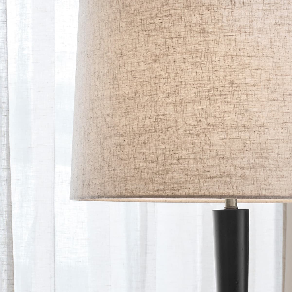 Wirth 1 Light Floor Lamp in Burnished Black with White Linen Shade and Aged Nickel Details-img-3