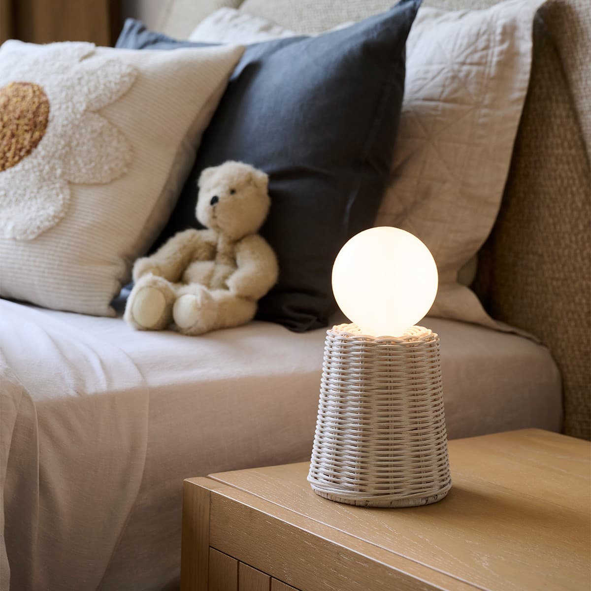 Maison 1 Light Table Lamp in White Rattan-img-2