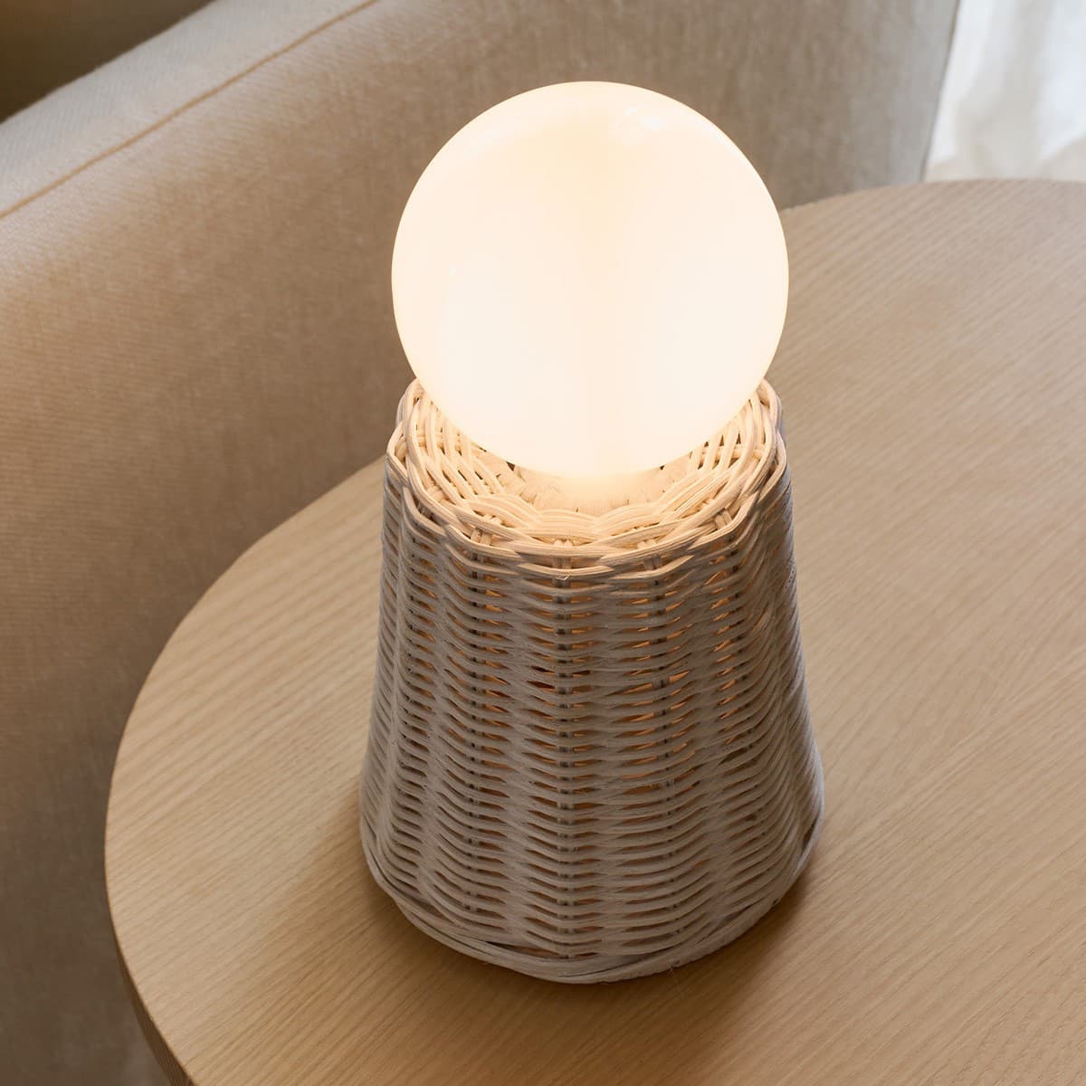 Maison 1 Light Table Lamp in White Rattan-img-3
