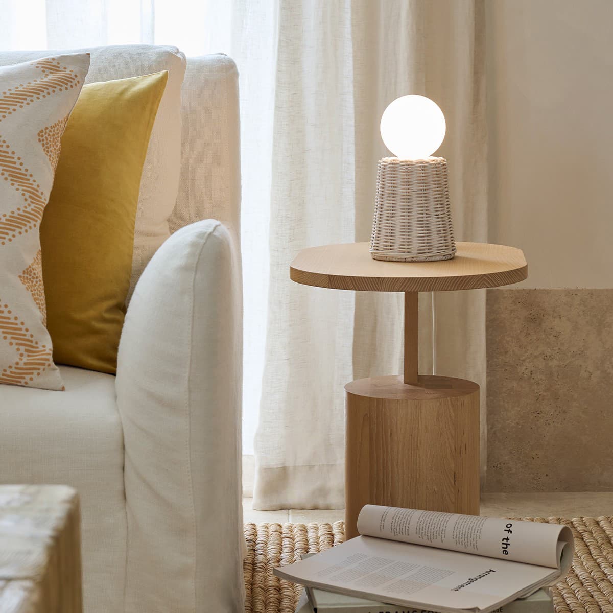 Maison 1 Light Table Lamp in White Rattan-img-5