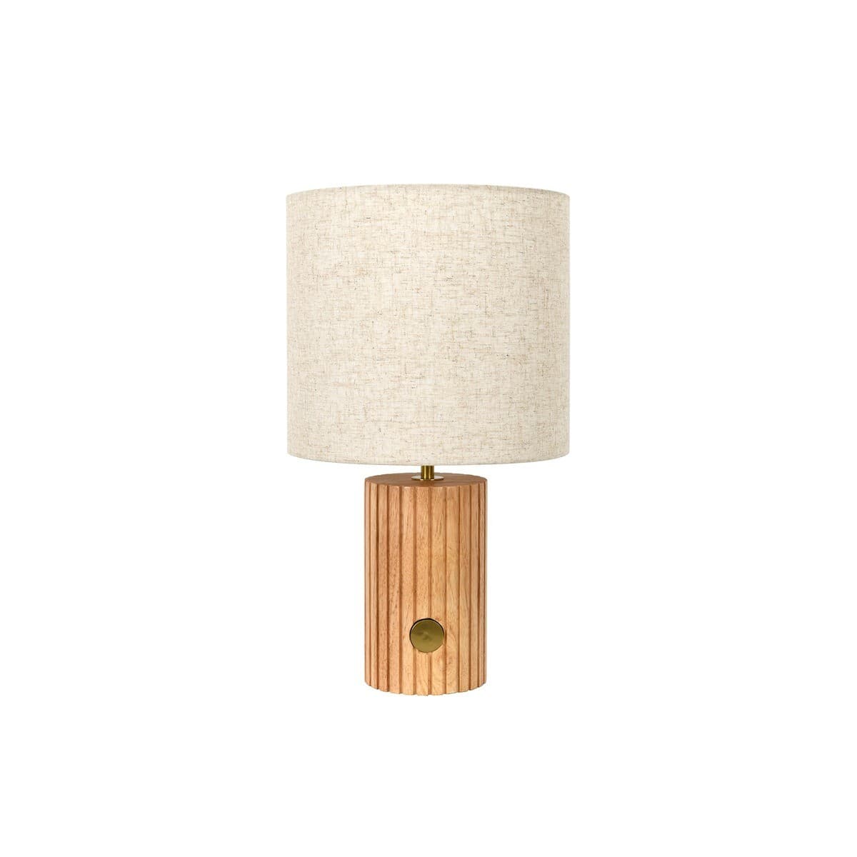 Eton 1 Light Table Lamp in Oak with Brass and Natural Linen Shade-img-1