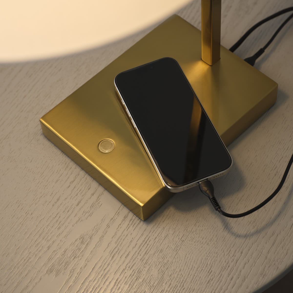 Maya 1 Light Table Lamp in Aged Brass, 2 Pack, with USB-img-3