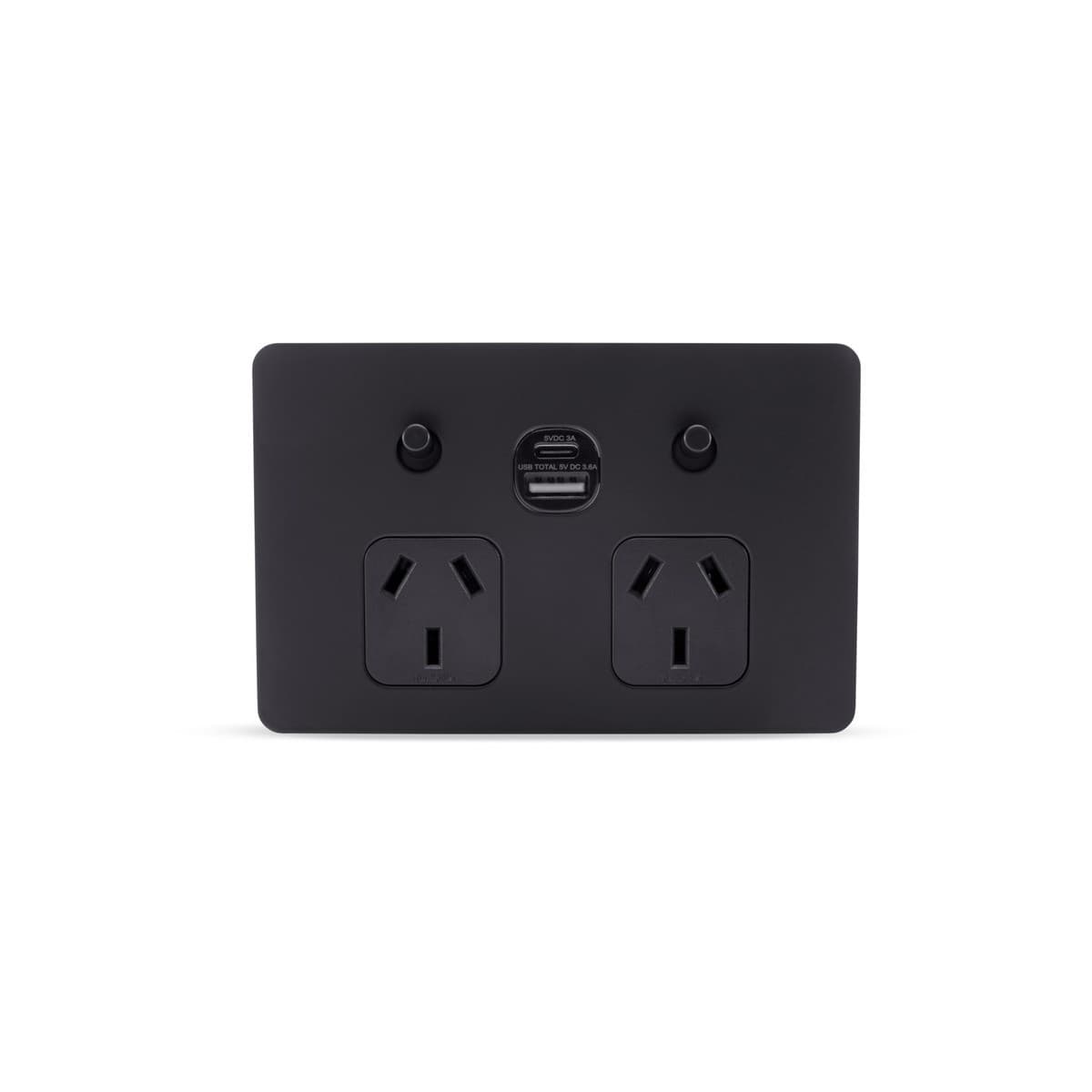 MFL Forge Modern Twin GPO with Extra Switch in Black-img-1