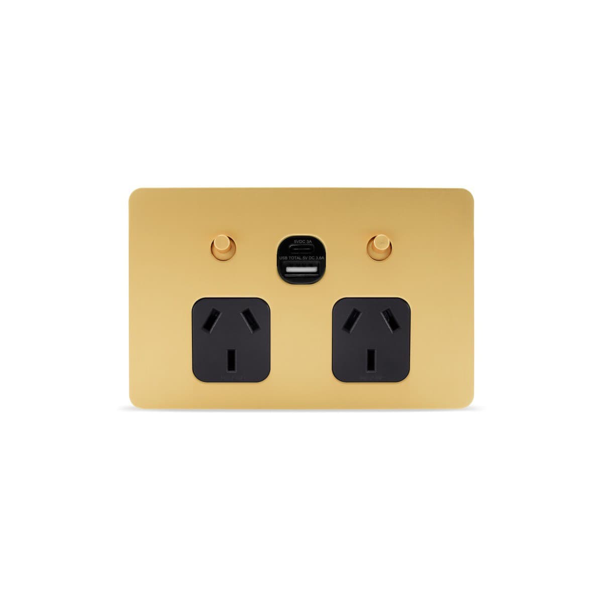 MFL Forge Modern Twin GPO with Extra Switch in Brass-img-1