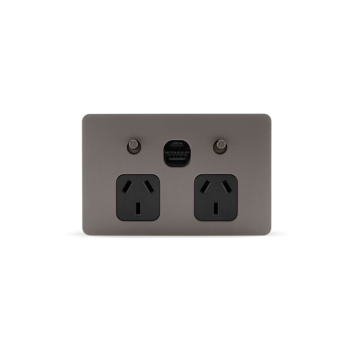 MFL Forge Modern Twin GPO with Extra Switch in Aged Nickel-img-1