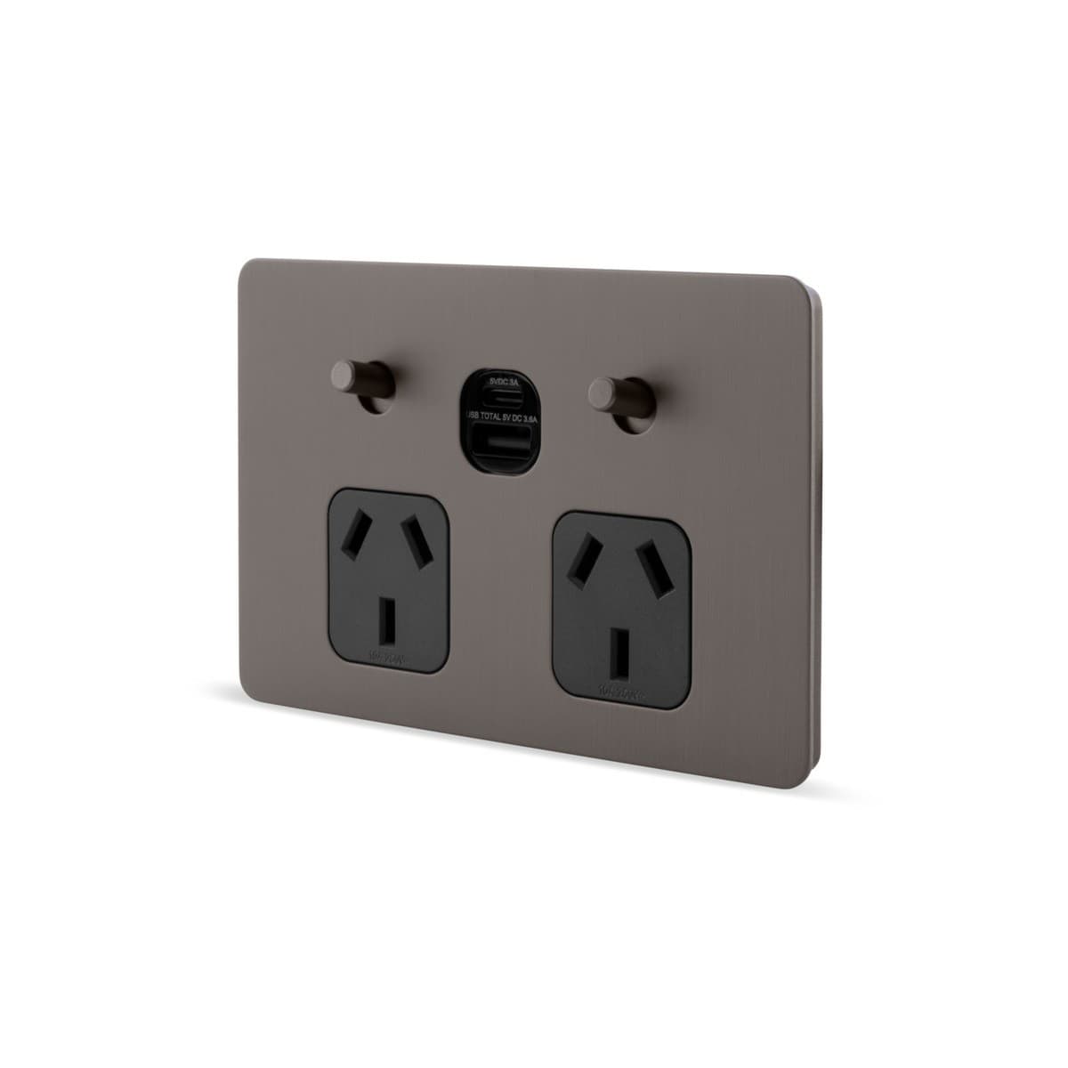 MFL Forge Modern Twin GPO with Extra Switch in Aged Nickel-img-2