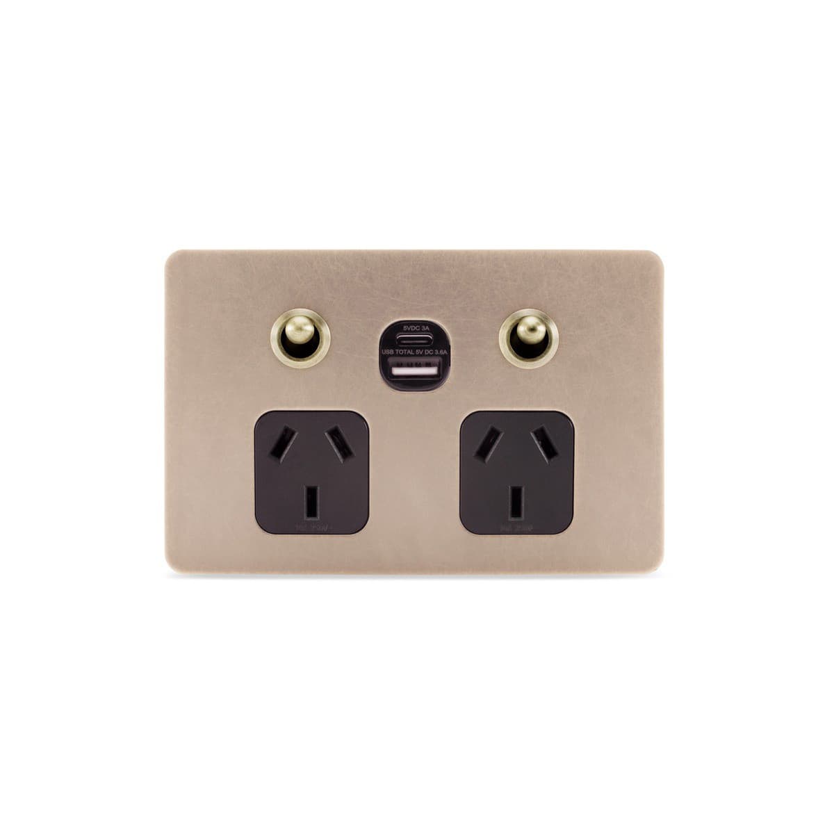 MFL Forge Heritage Twin GPO with Extra Switch in Antique Brass-img-1