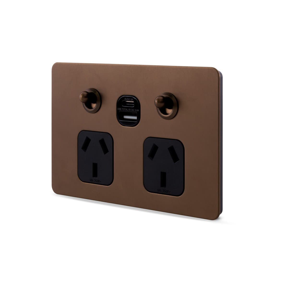 MFL Forge Heritage Twin GPO with Extra Switch in Bronze-img-2