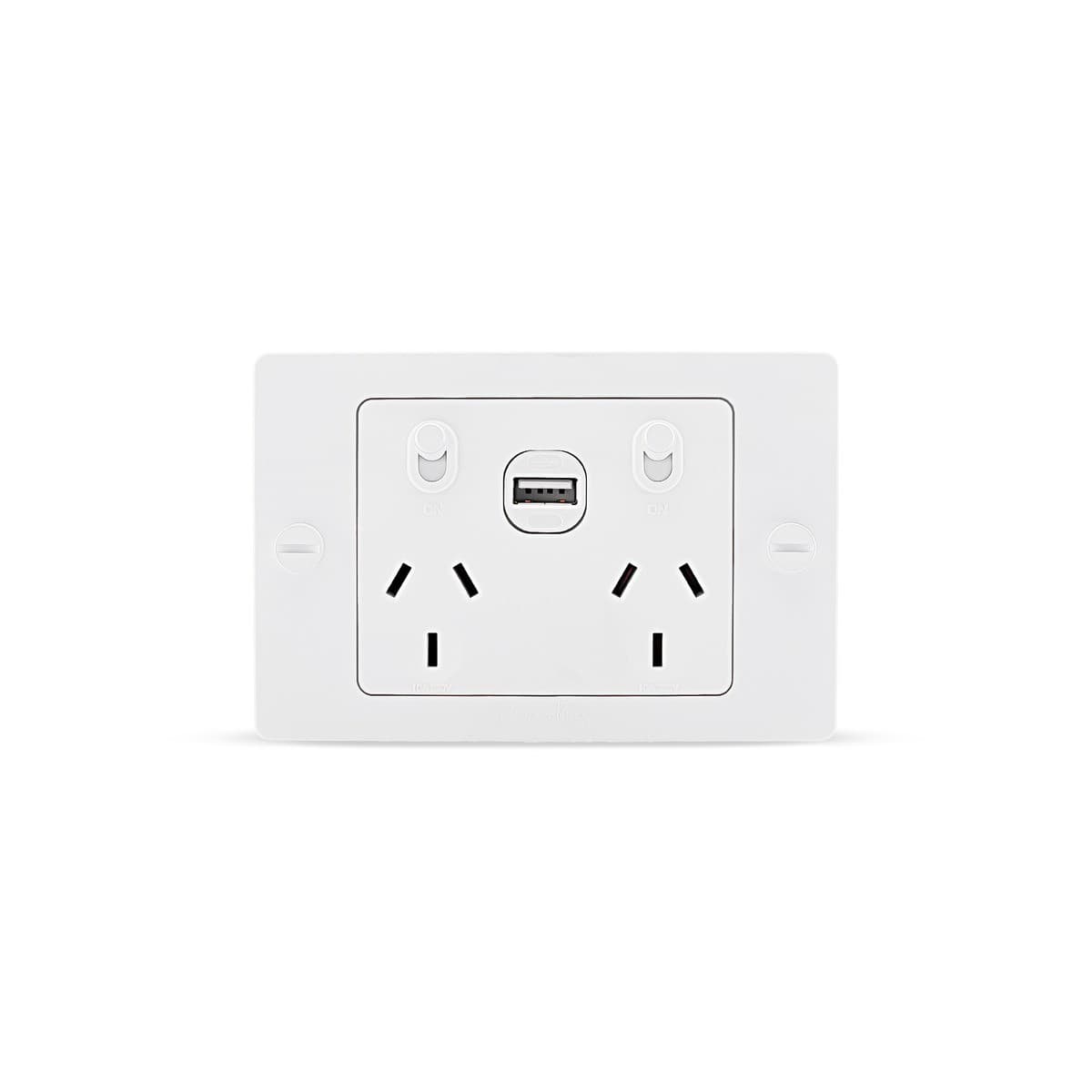 Buster + Punch V2 Double GPO with USB A+C Ports in White-img-1