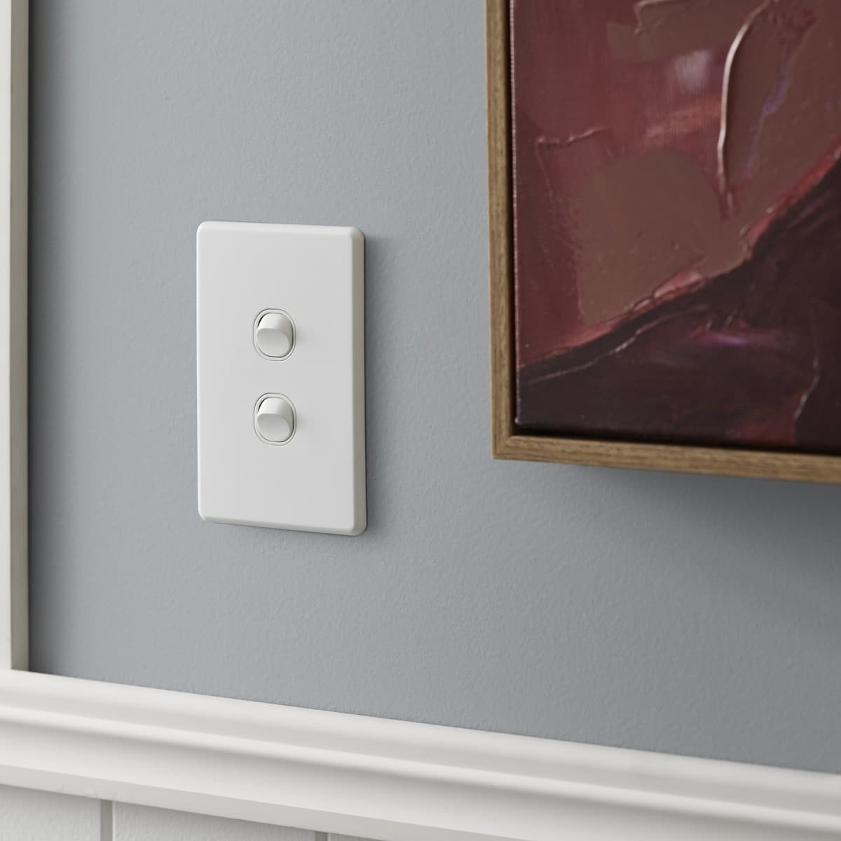 Lucci Power Quantum 2 Gang Switch Only in Matte White-img-3