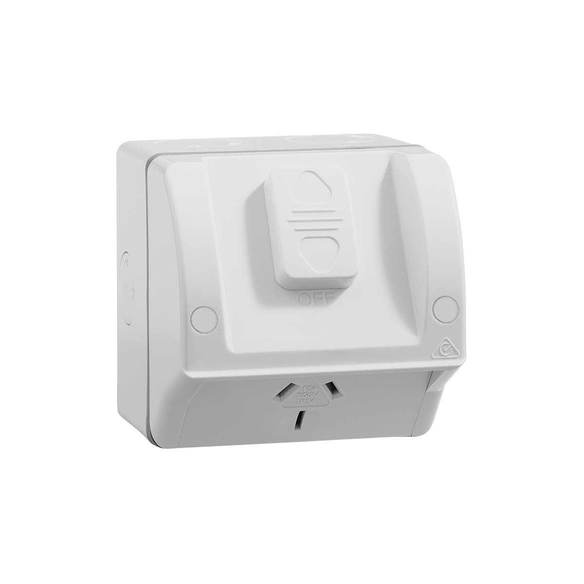 Lucci Power Single IP53 15A Exterior GPO  in white-img-1