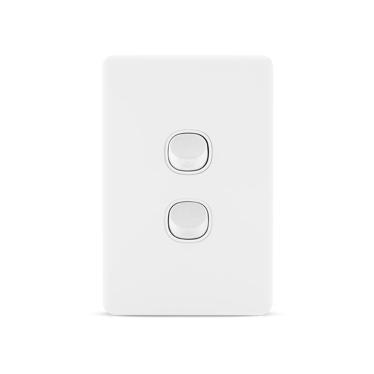 Lucci Power Gravity 2 Gang Switch in Matte White-img-1