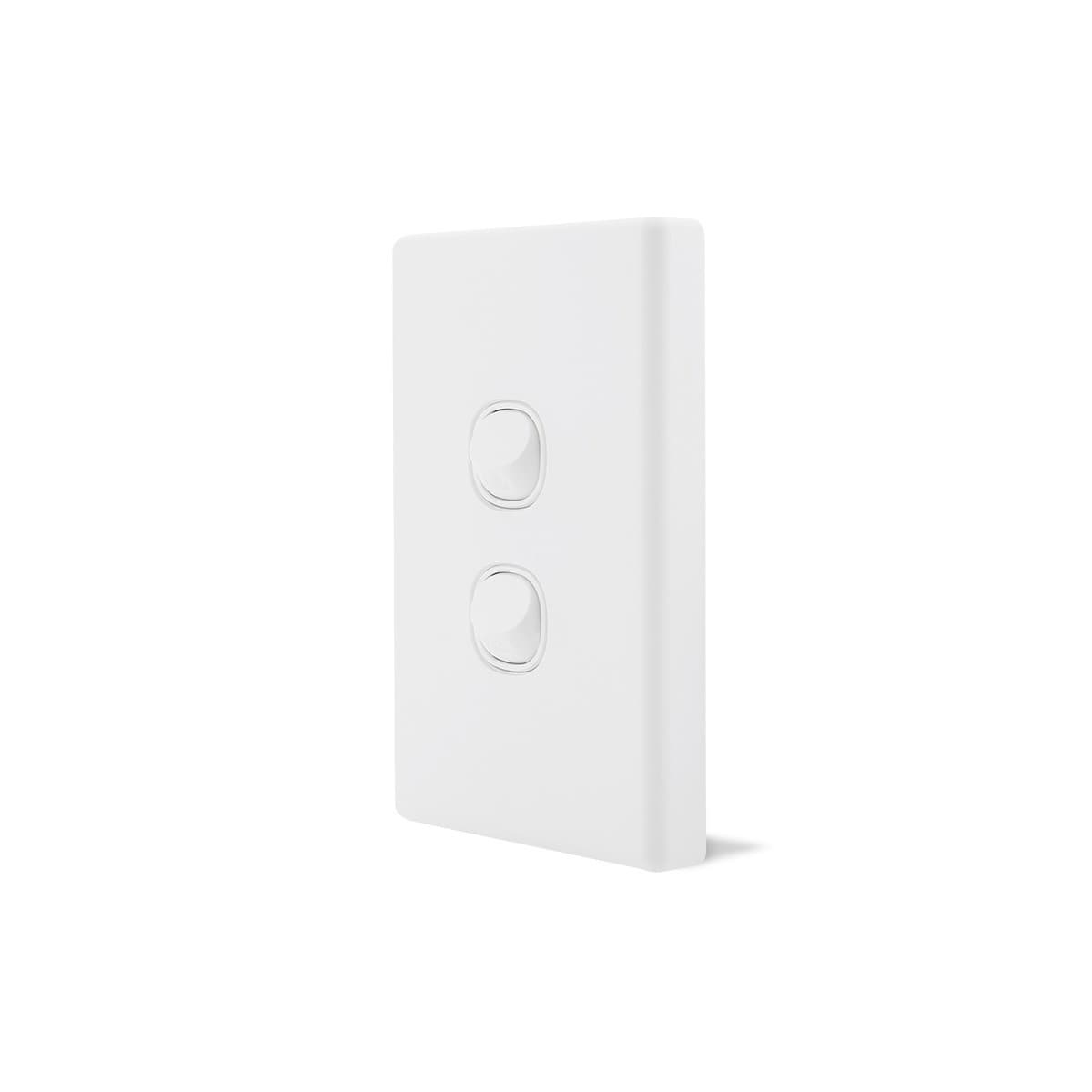 Lucci Power Gravity 2 Gang Switch in Matte White-img-2