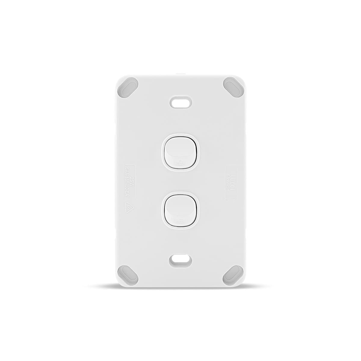Lucci Power Gravity 2 Gang Switch in Matte White-img-3