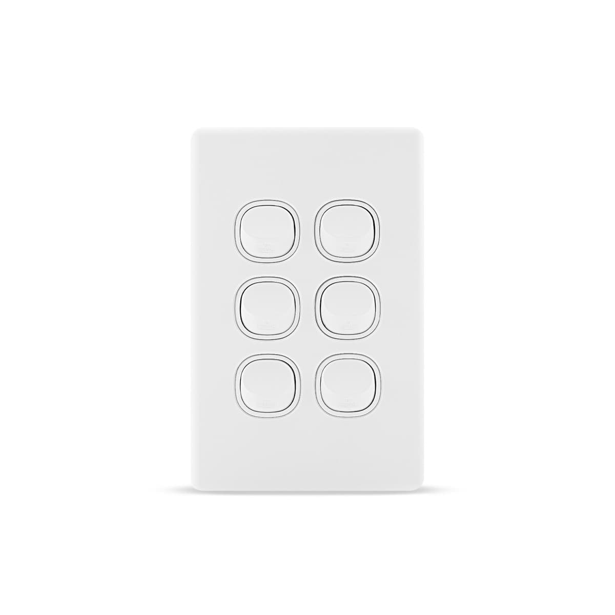 Lucci Power Gravity 6 Gang Switch in Matte White-img-1