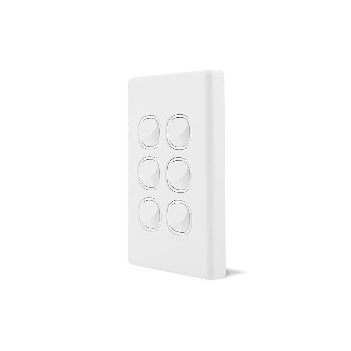 Lucci Power Gravity 6 Gang Switch in Matte White-img-2