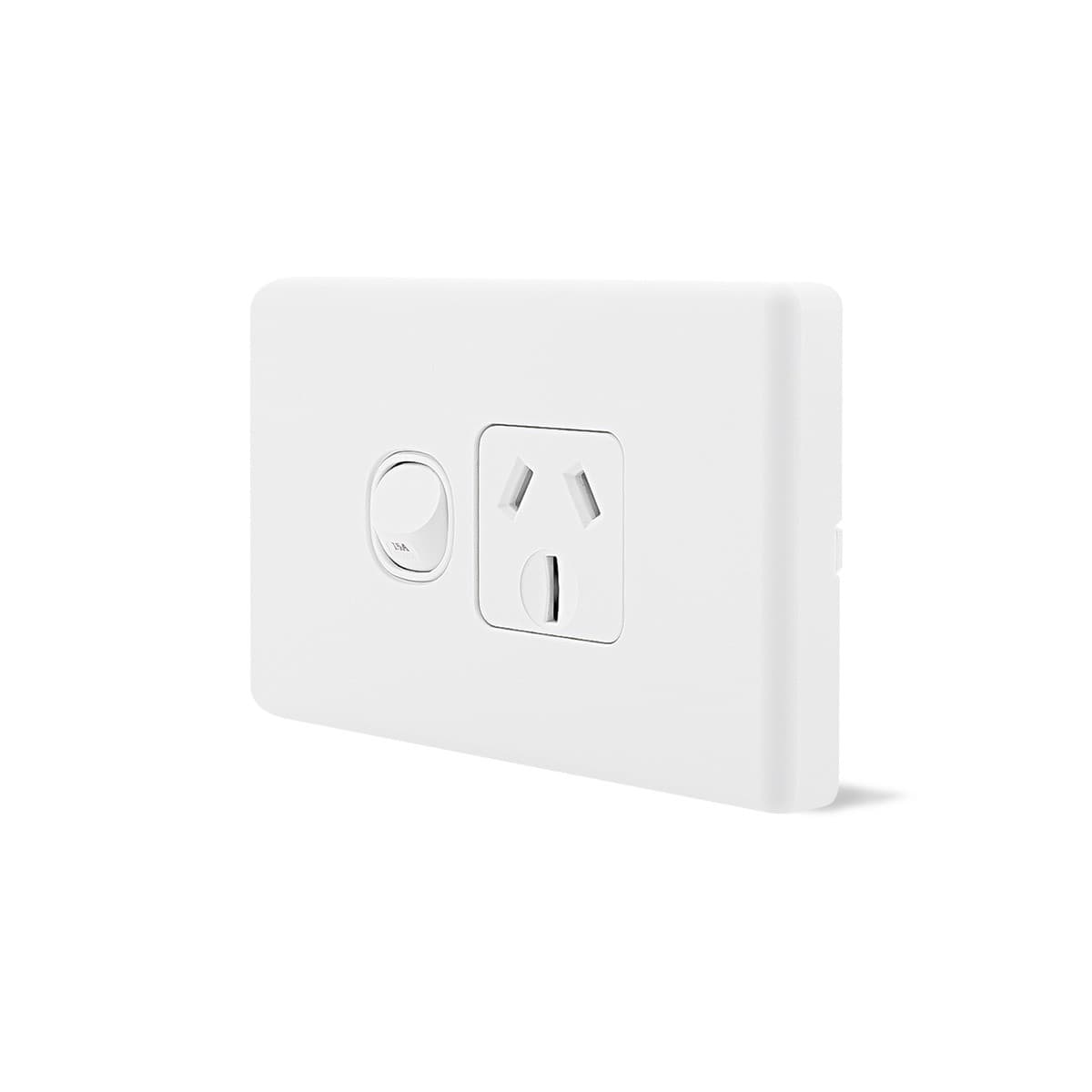 Lucci Power Gravity Single 15A GPO in Matte White-img-2