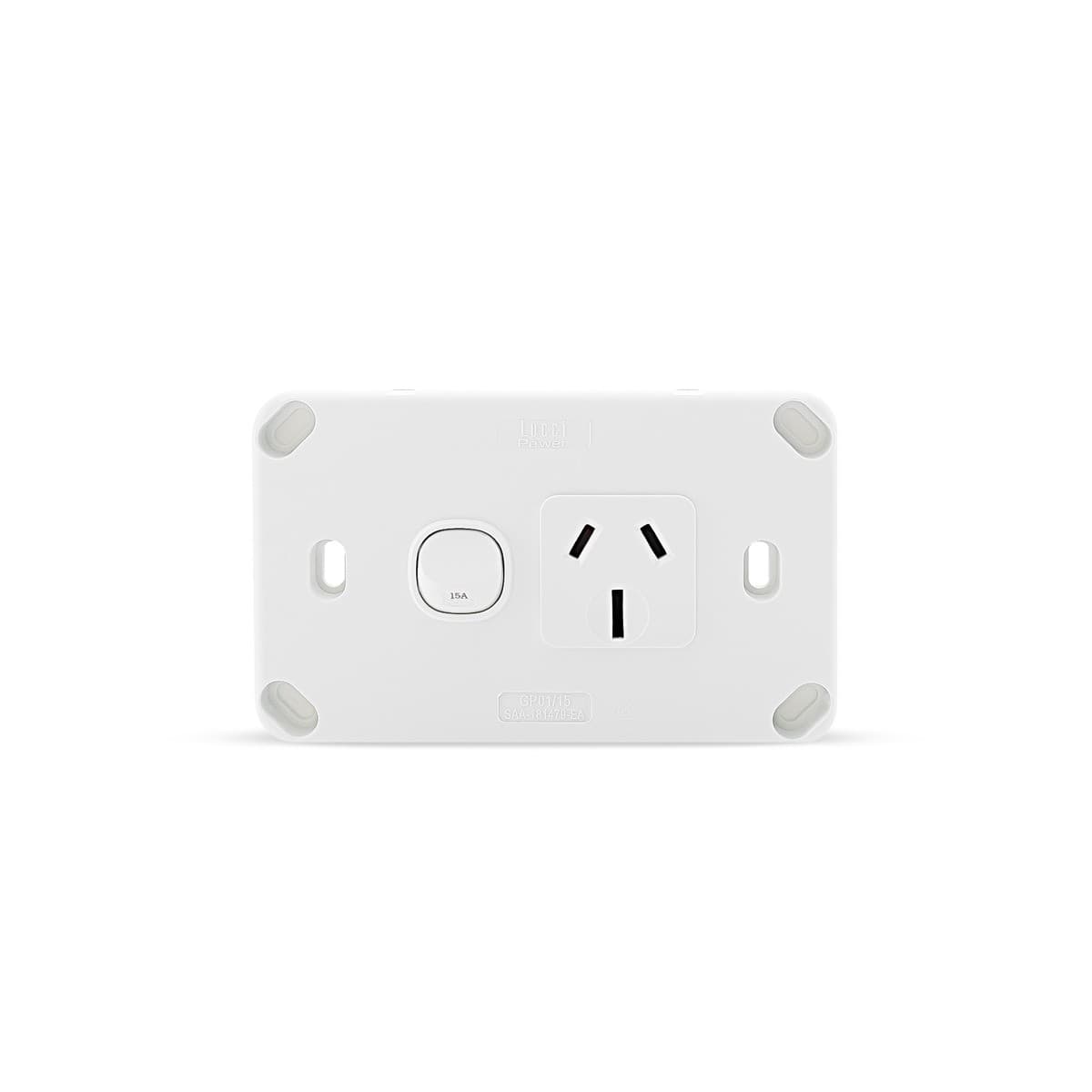 Lucci Power Gravity Single 15A GPO in Matte White-img-4