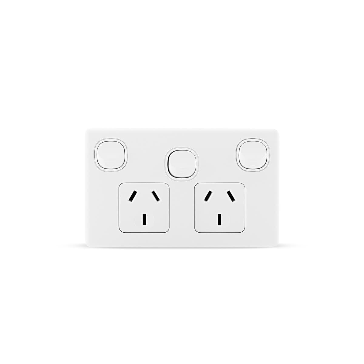 Lucci Power Gravity Twin 10A GPO with Extra Switch in Matte White-img-1