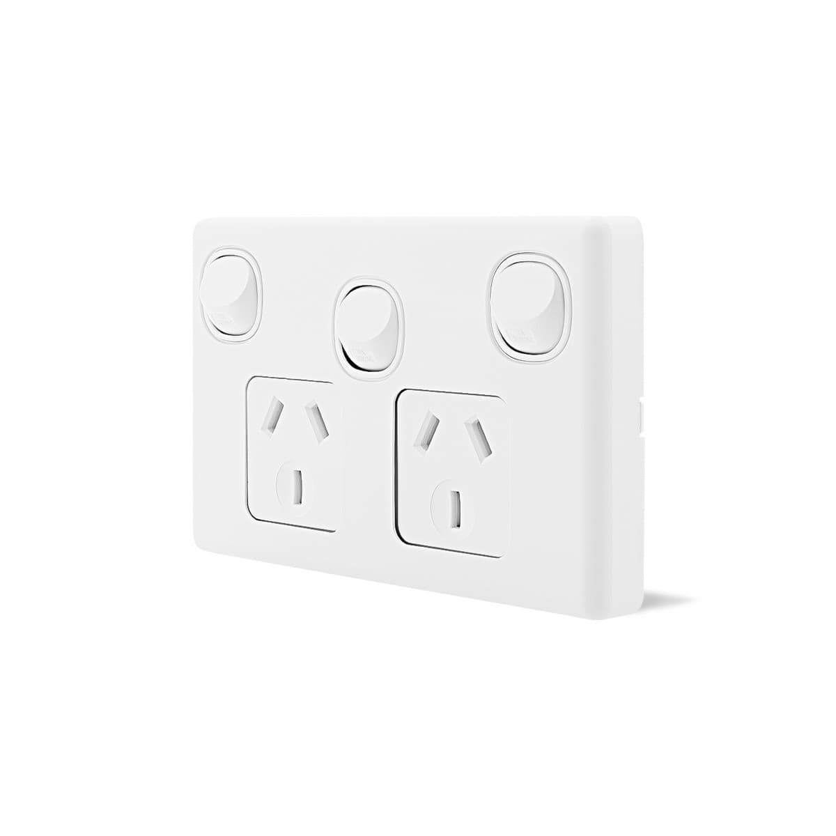 Lucci Power Gravity Twin 10A GPO with Extra Switch in Matte White-img-2