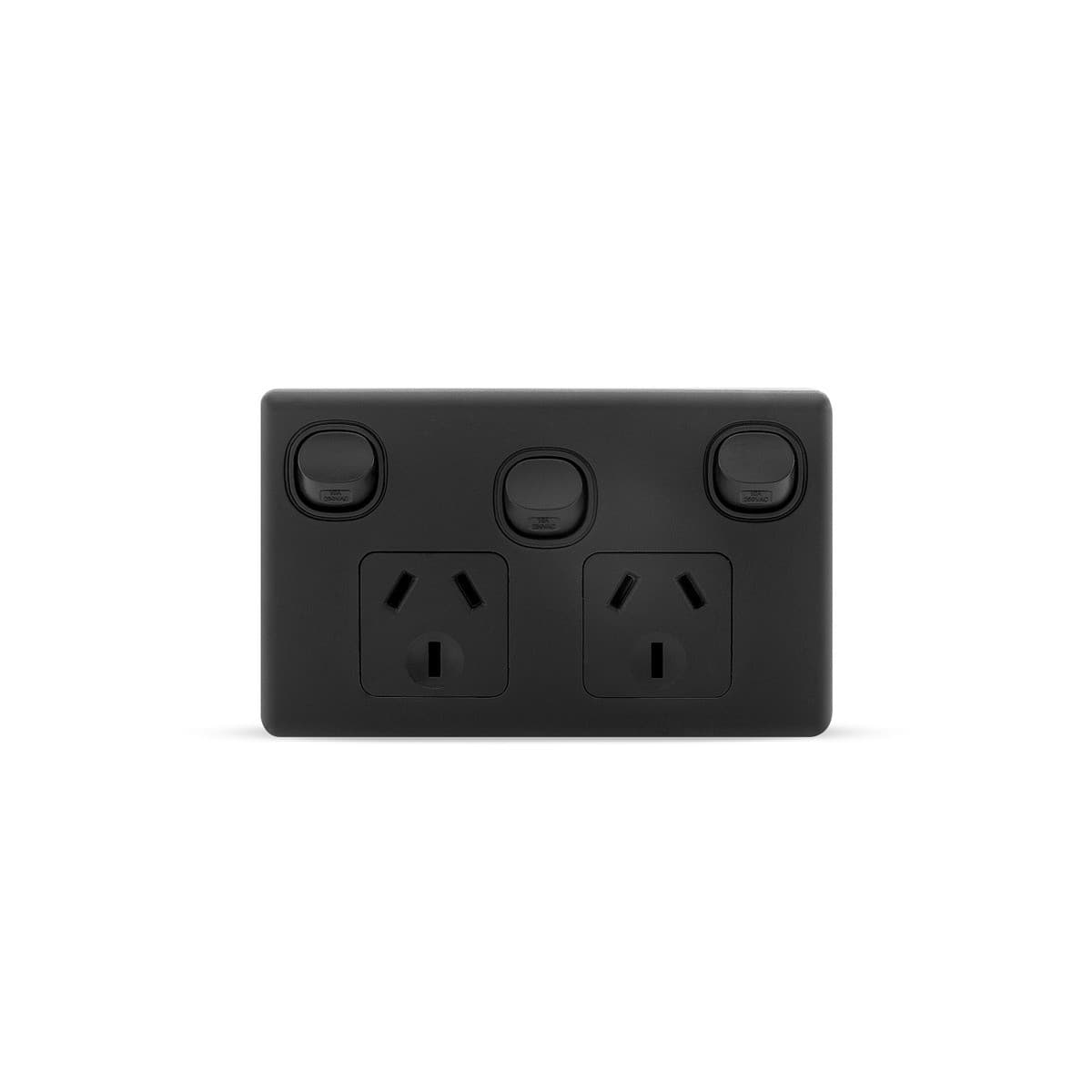 Lucci Power Gravity Twin 10A GPO with Extra Switch in Matte Black-img-1