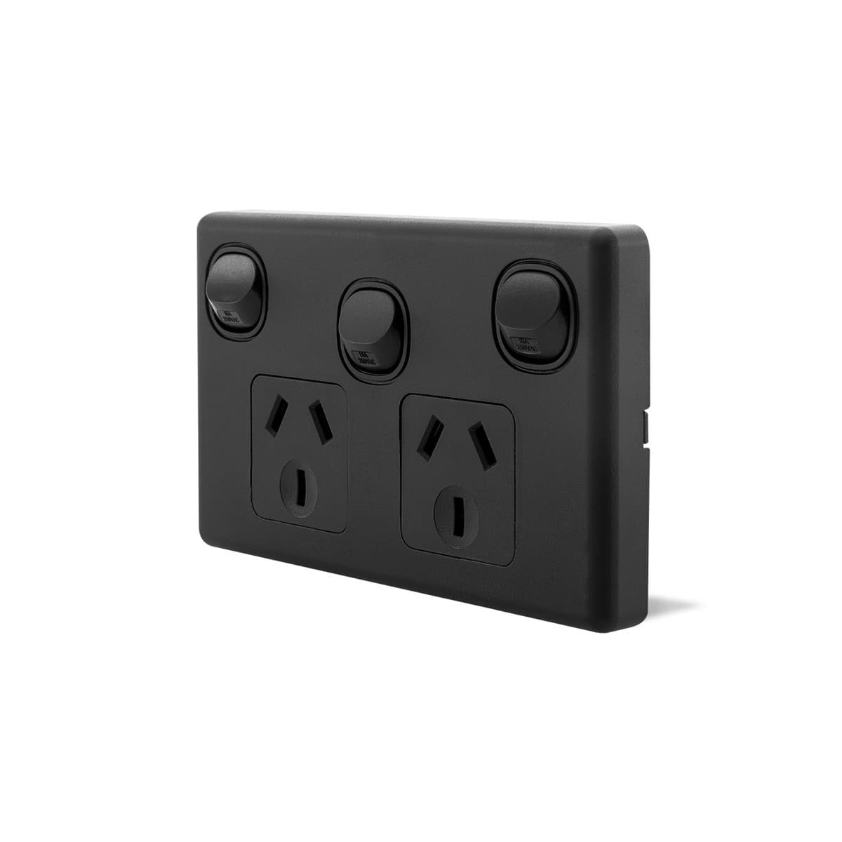 Lucci Power Gravity Twin 10A GPO with Extra Switch in Matte Black-img-2