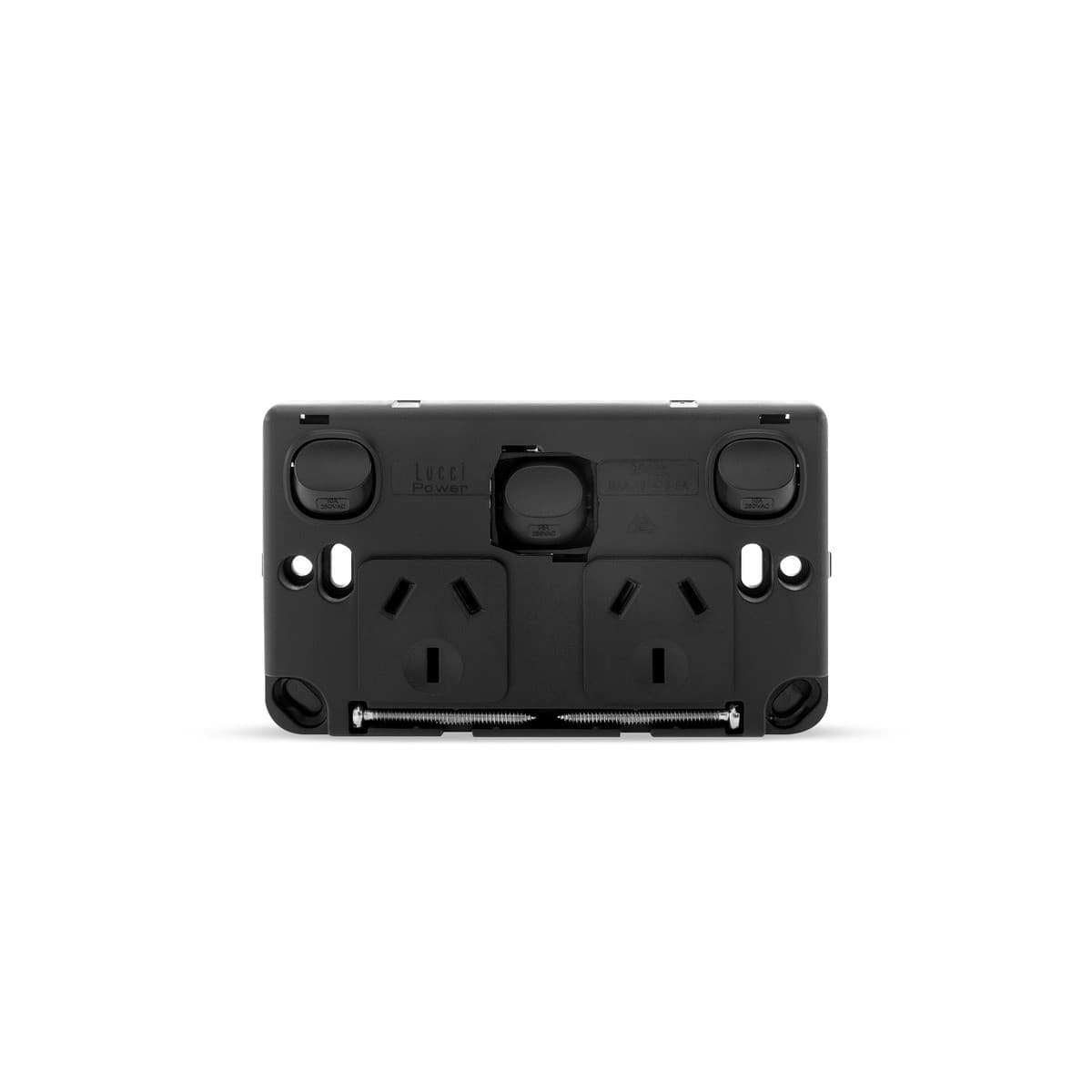Lucci Power Gravity Twin 10A GPO with Extra Switch in Matte Black-img-4
