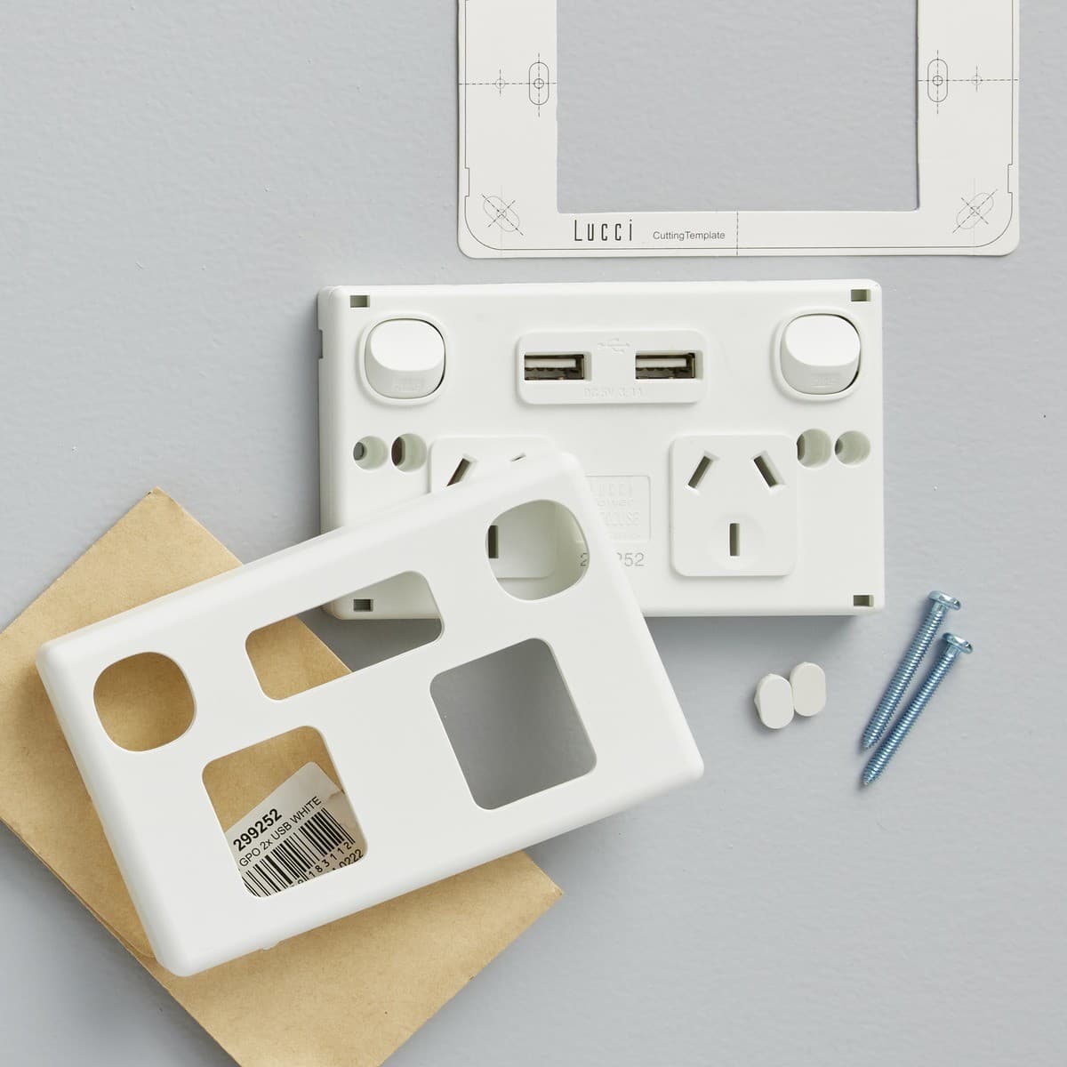 Lucci Power Gravity Twin 10A GPO with Double USB Ports in Matte White-img-5