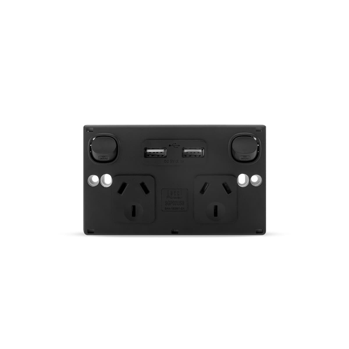Lucci Power Gravity Twin 10A GPO with Double USB Ports in Matte Black-img-4