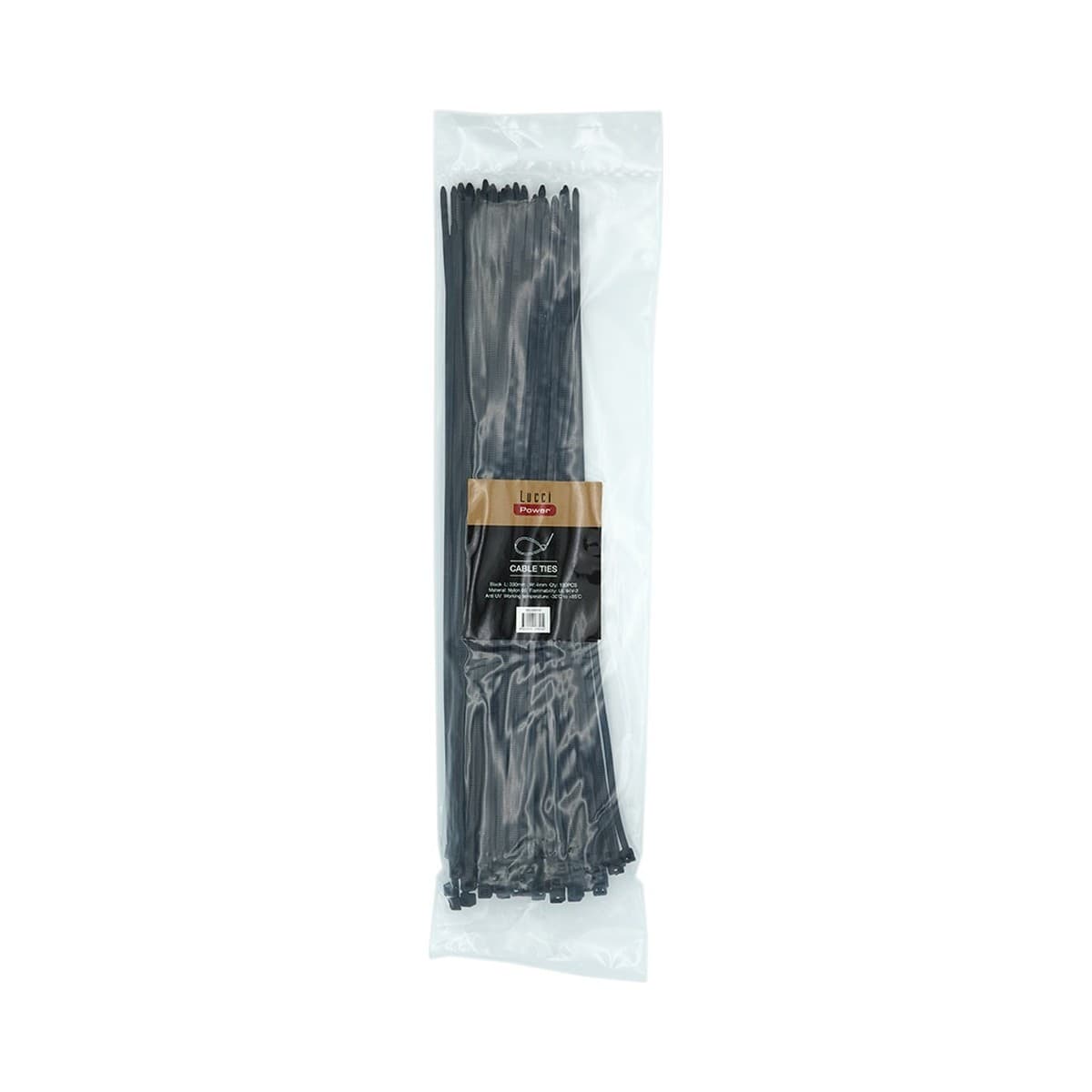 Lucci Power 4mm x 300mm Cable Ties in Black, 100 Pieces-img-1