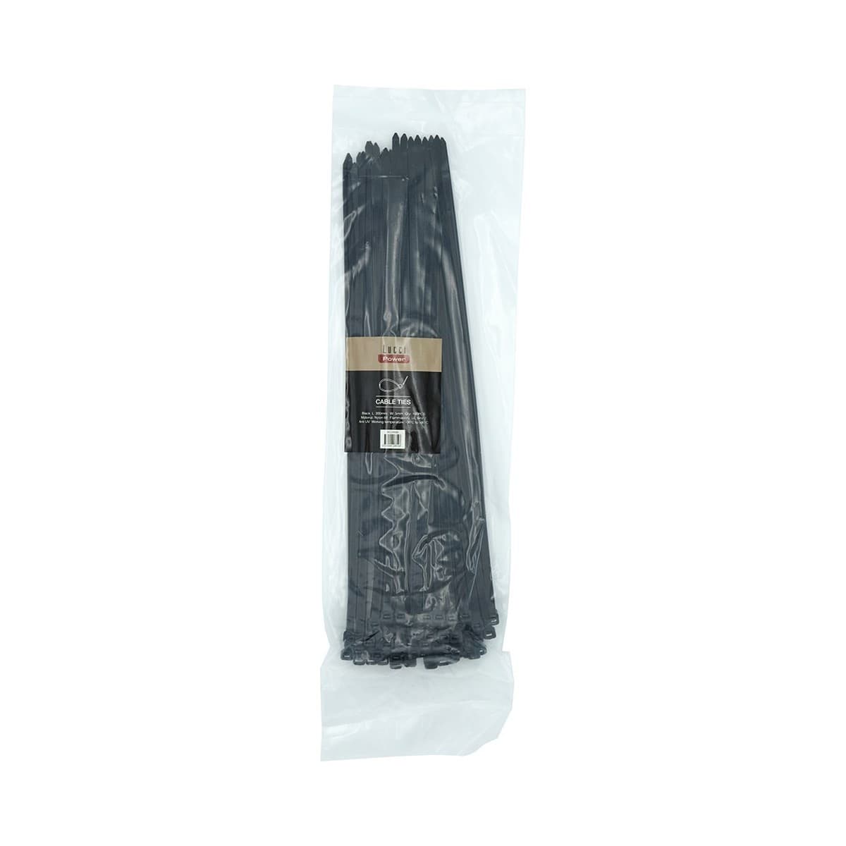 Lucci Power 5mm x 300mm Cable Ties in Black, 100 Pieces-img-1