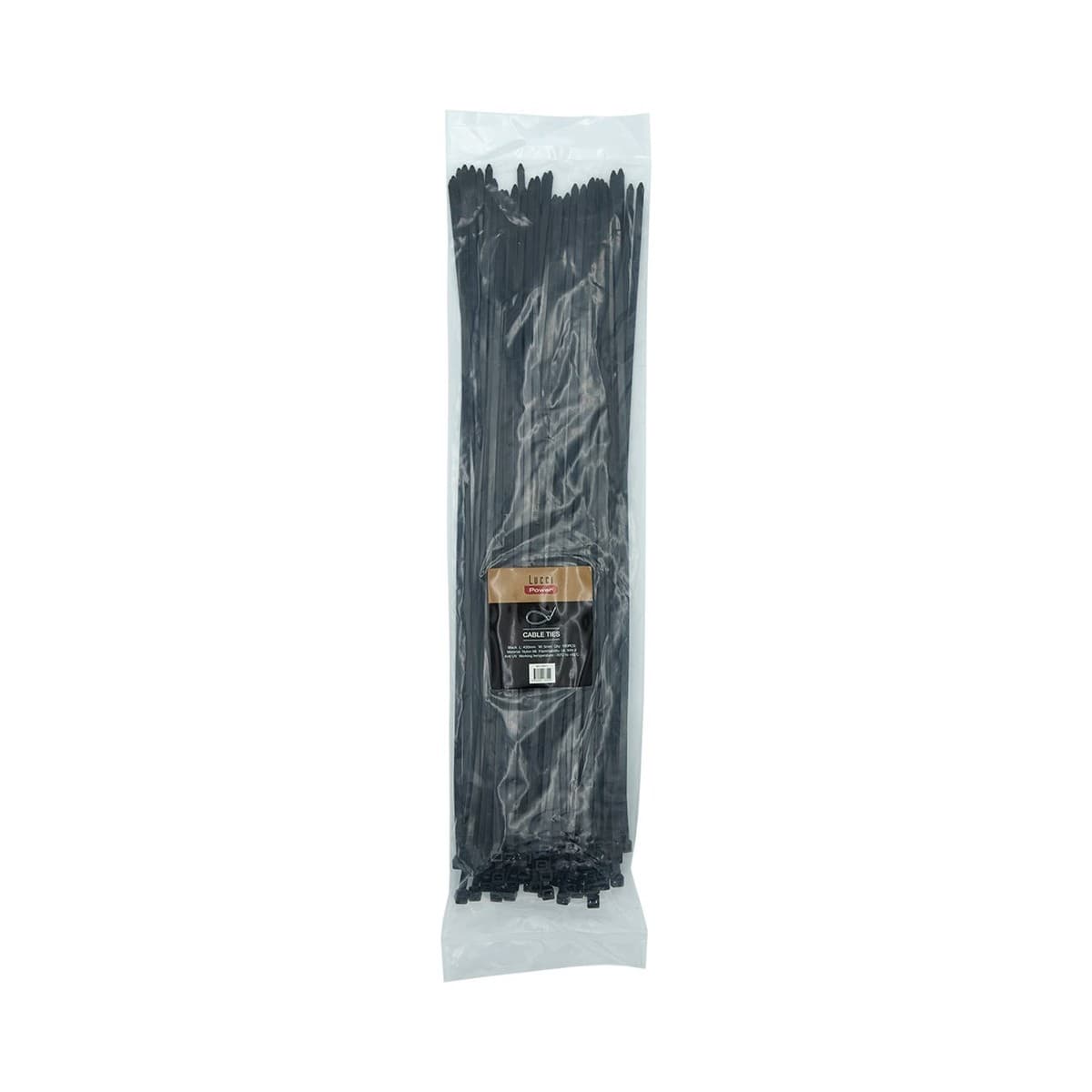 Lucci Power 5mm x 400mm Cable Ties in Black, 100 Pieces-img-1