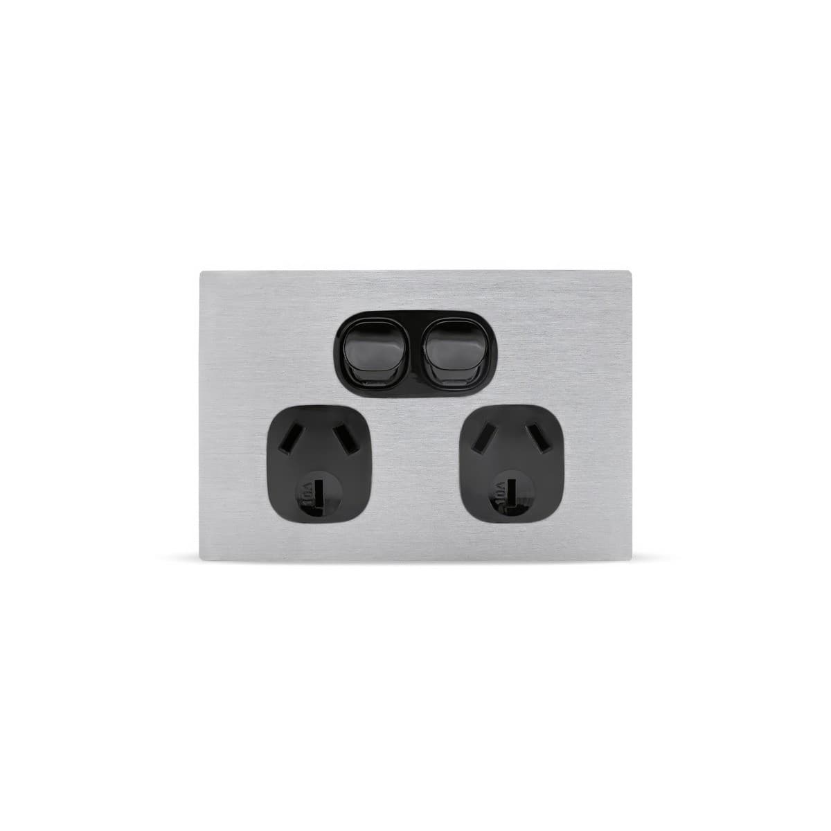 Vynco Urban Twin GPO Fascia Only in Annodized Brushed Aluminium-img-1