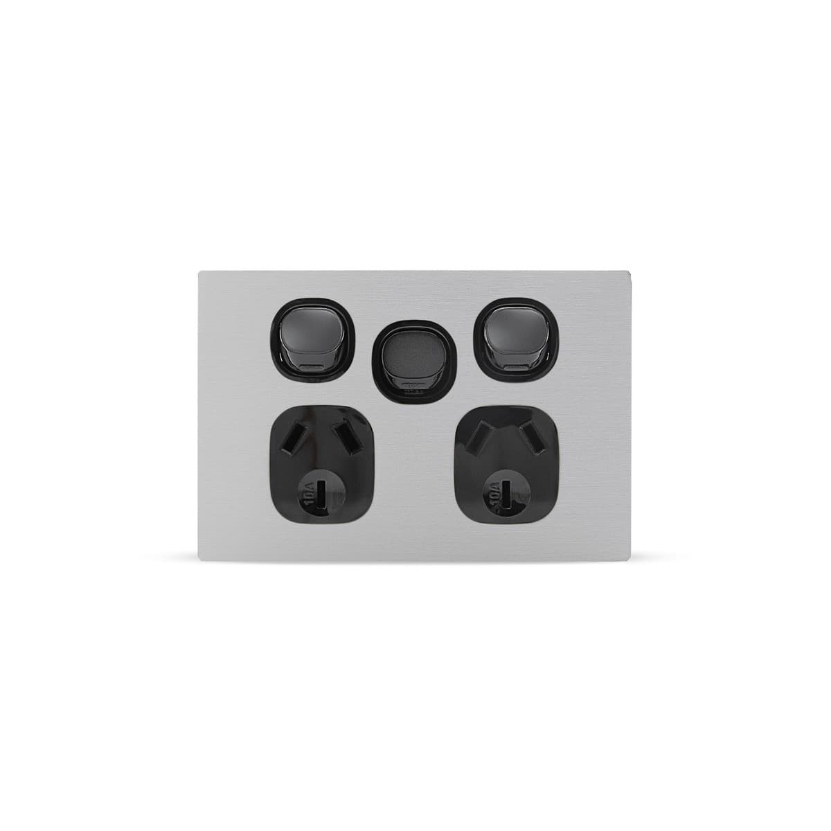 Vynco Urban Twin GPO With Extra Switch Fascia Only in Annodized Brushed Aluminium-img-1
