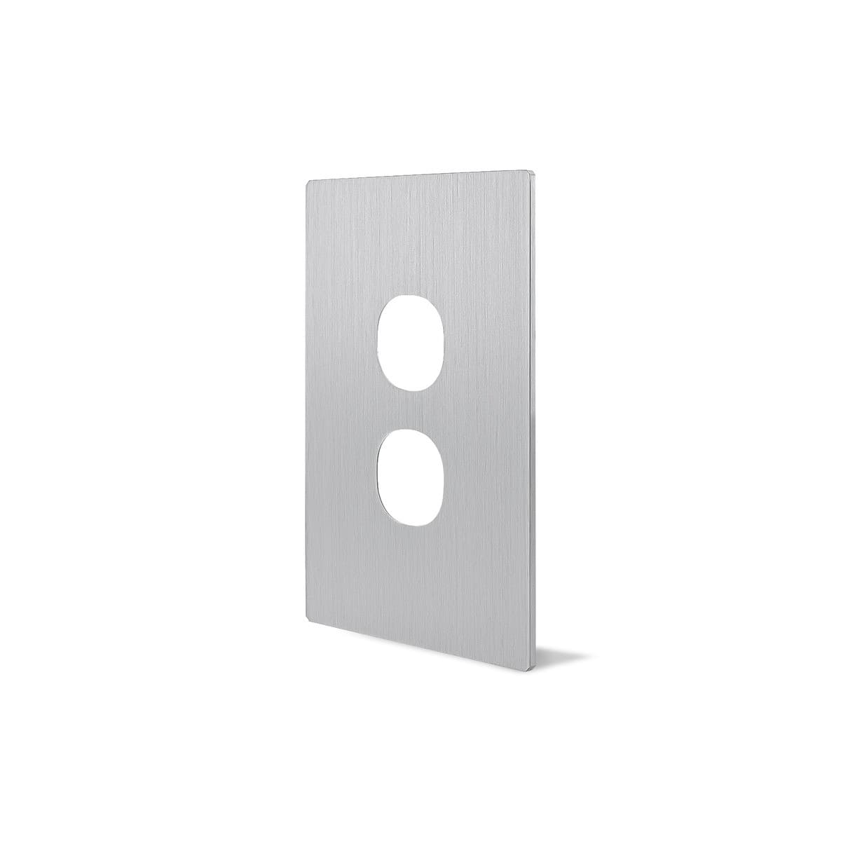 Vynco Urban 2 Gang Plate Fascia Only in Annodized Brushed Aluminium-img-2