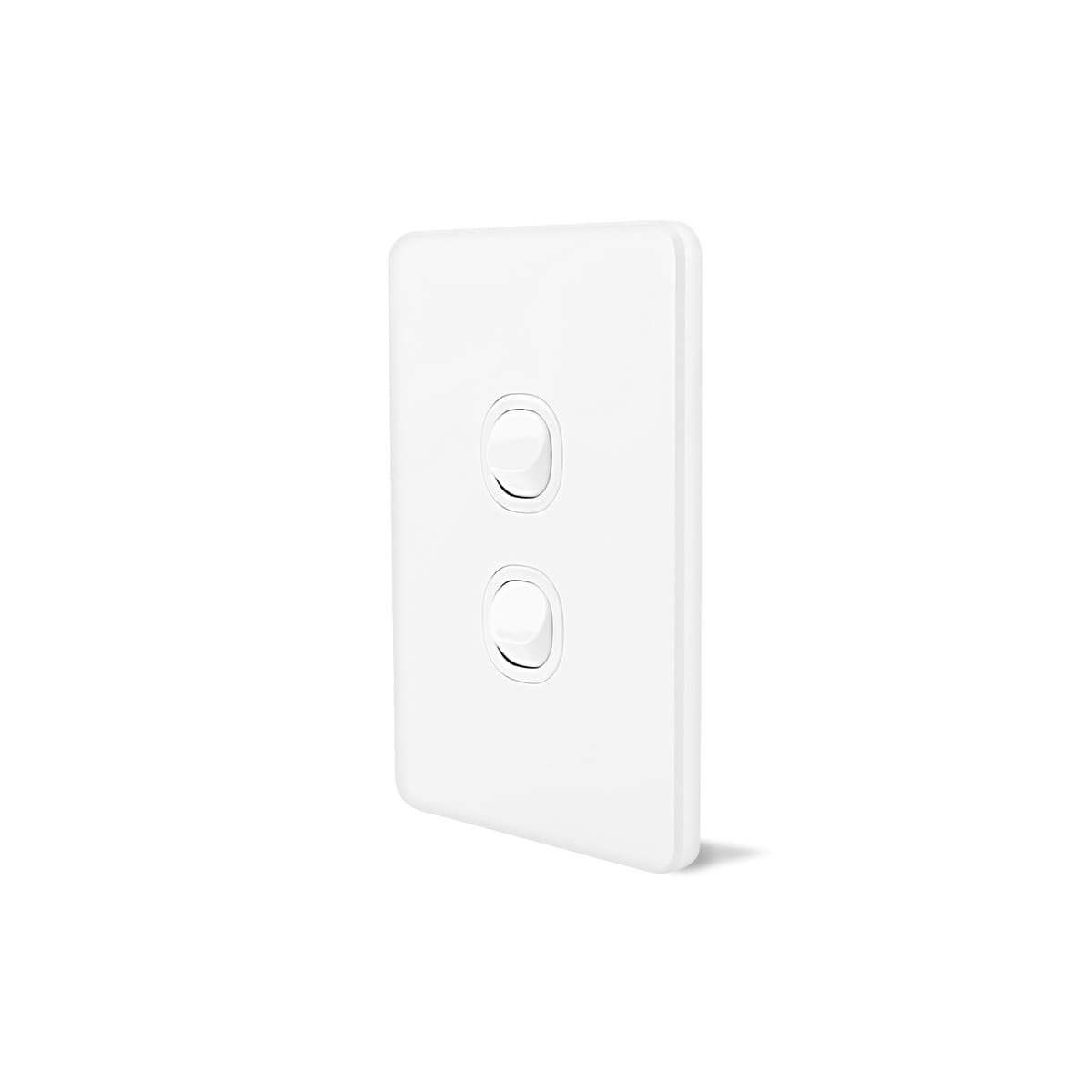 Vynco Metro 2 Gang Switch Only in Matte White-img-2