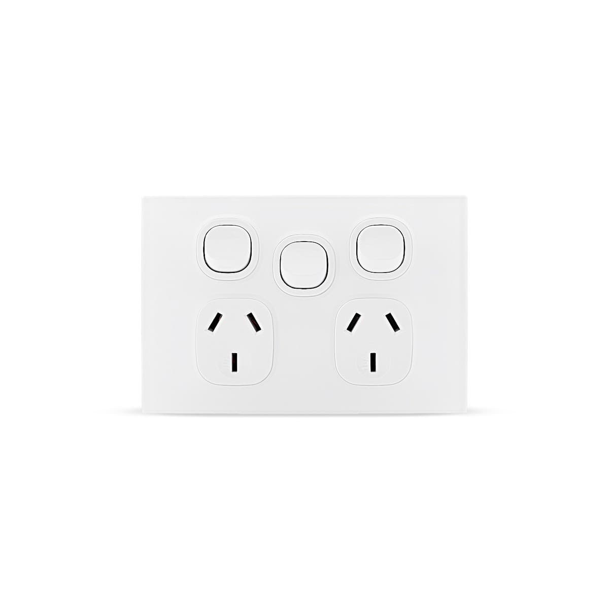 Vynco Metro Twin GPO With Extra Switch Only in Matte White-img-1