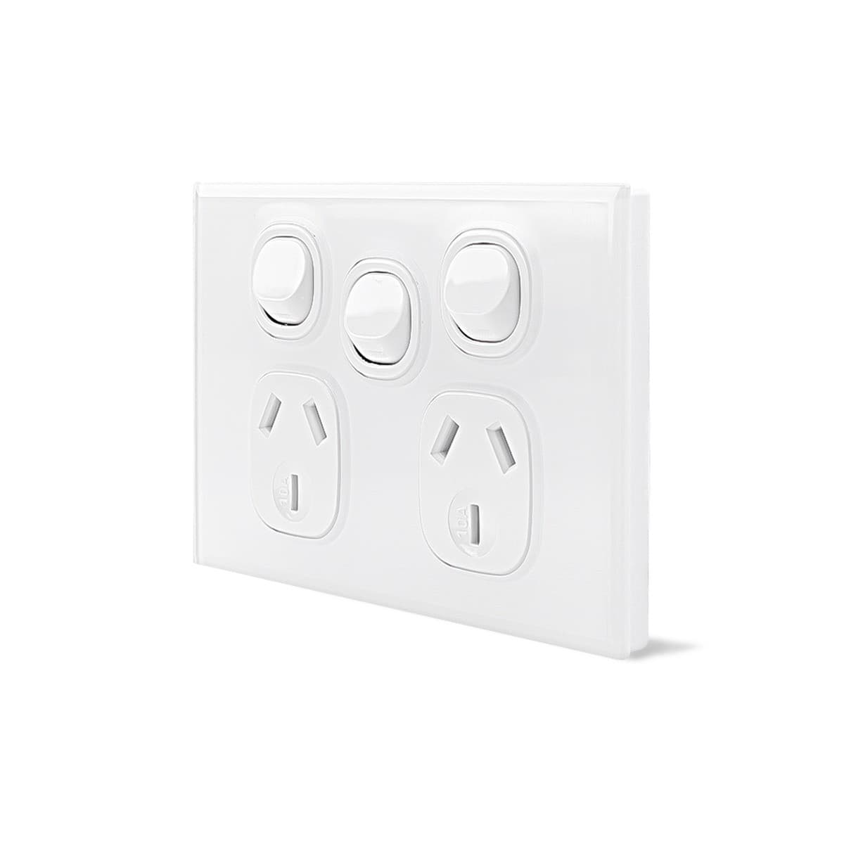 Vynco Metro Twin GPO With Extra Switch Only in Matte White-img-2