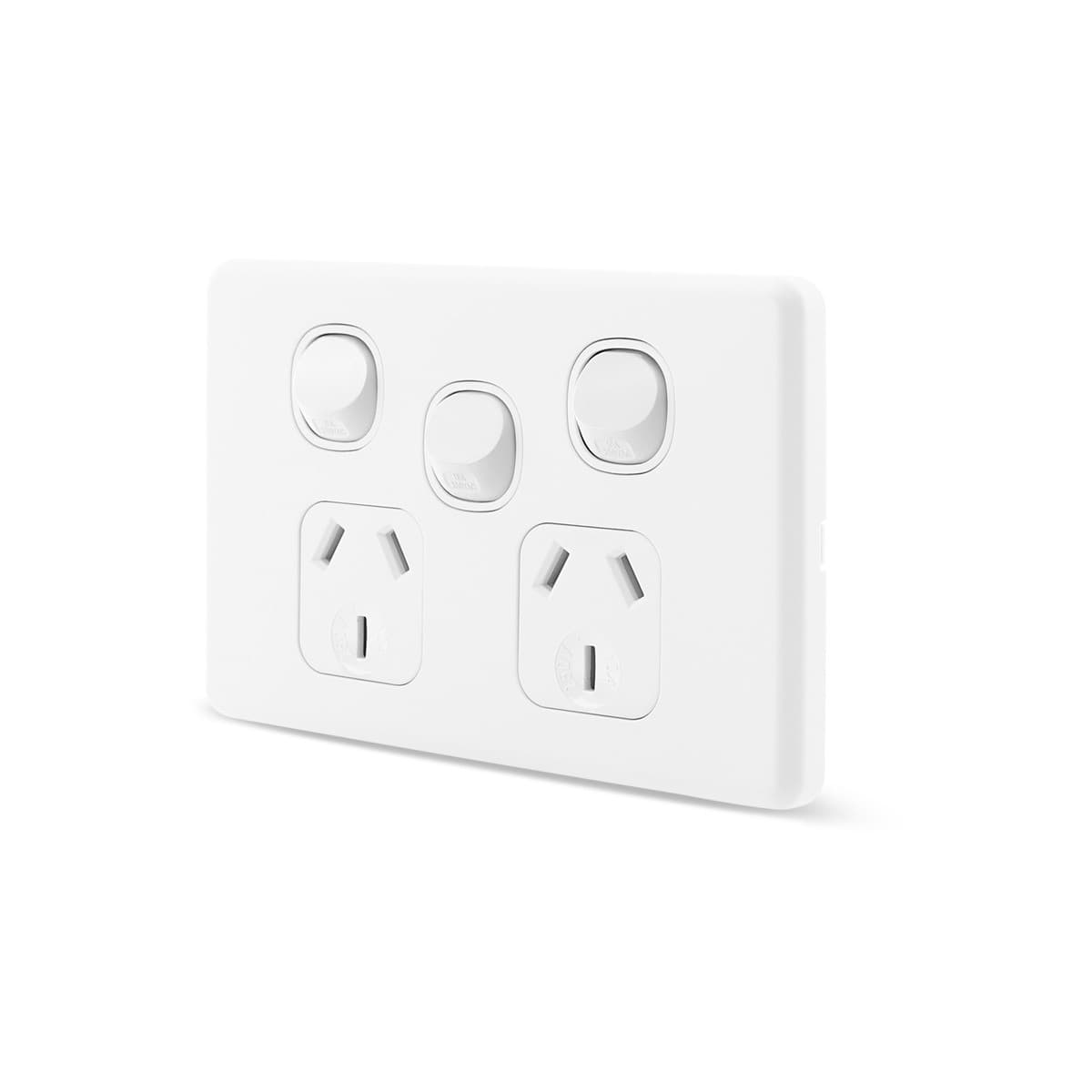 Lucci Power Ion Twin GPO with Extra Switch in White-img-2