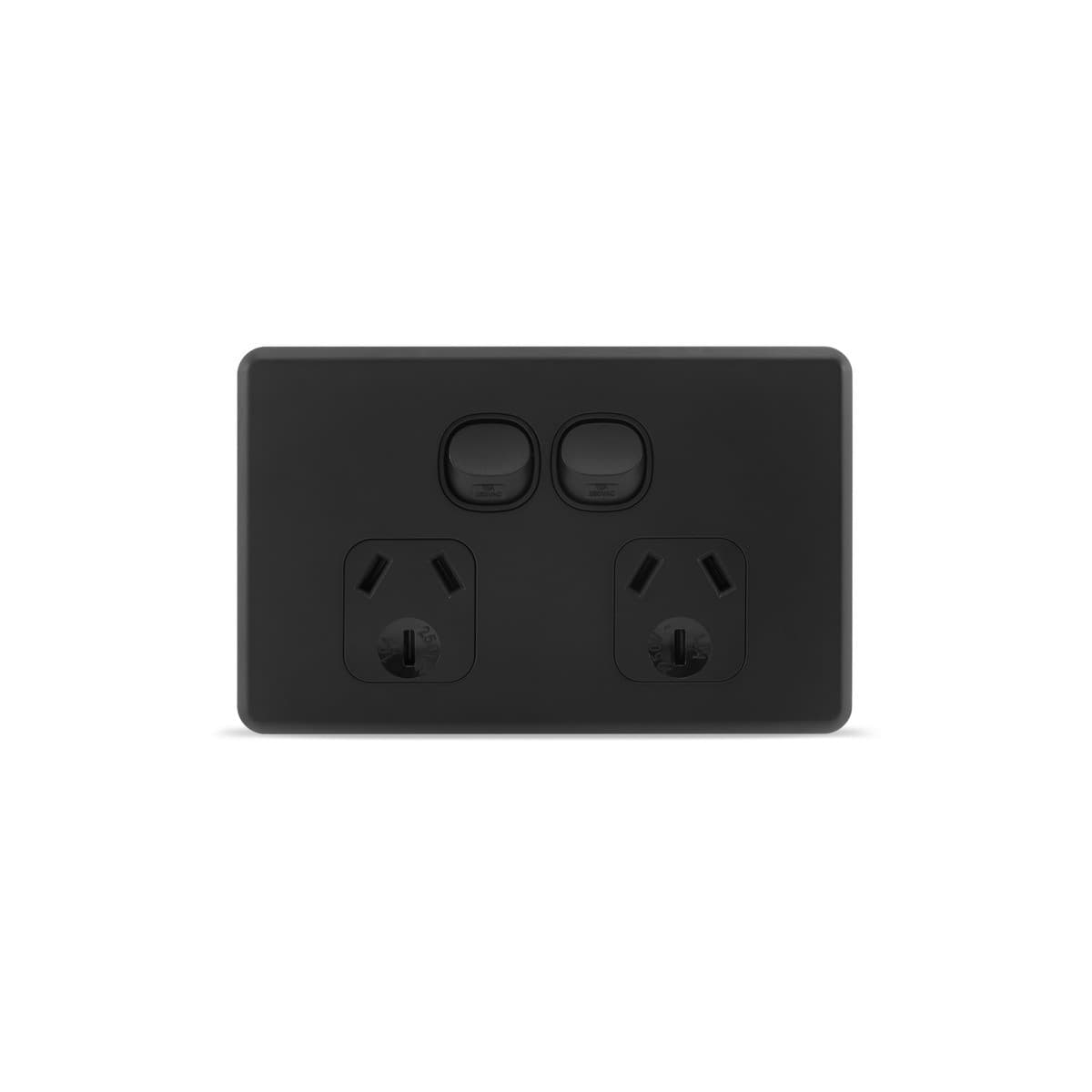 Lucci Power Ion Twin GPO with Extra Switch in Black-img-1