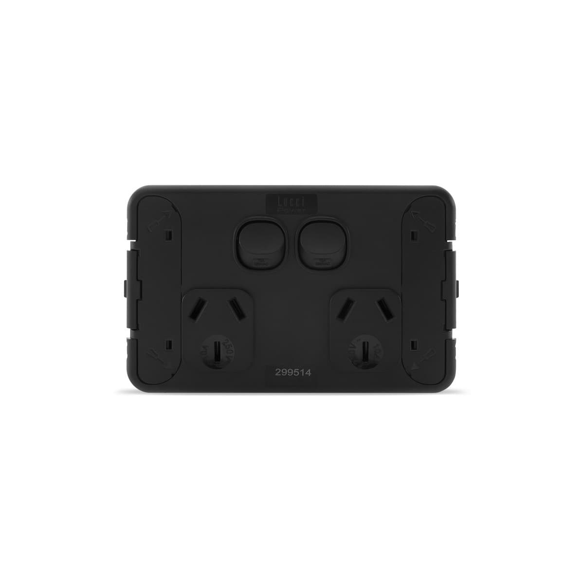 Lucci Power Ion Twin GPO with Extra Switch in Black-img-3