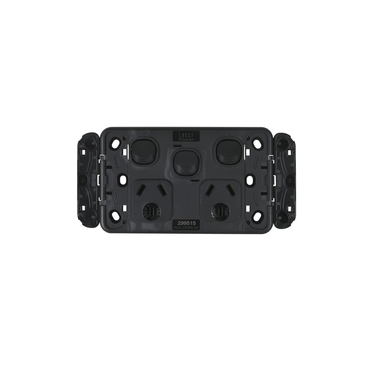 Lucci Power Ion Twin GPO with Extra Switch in Black-img-4