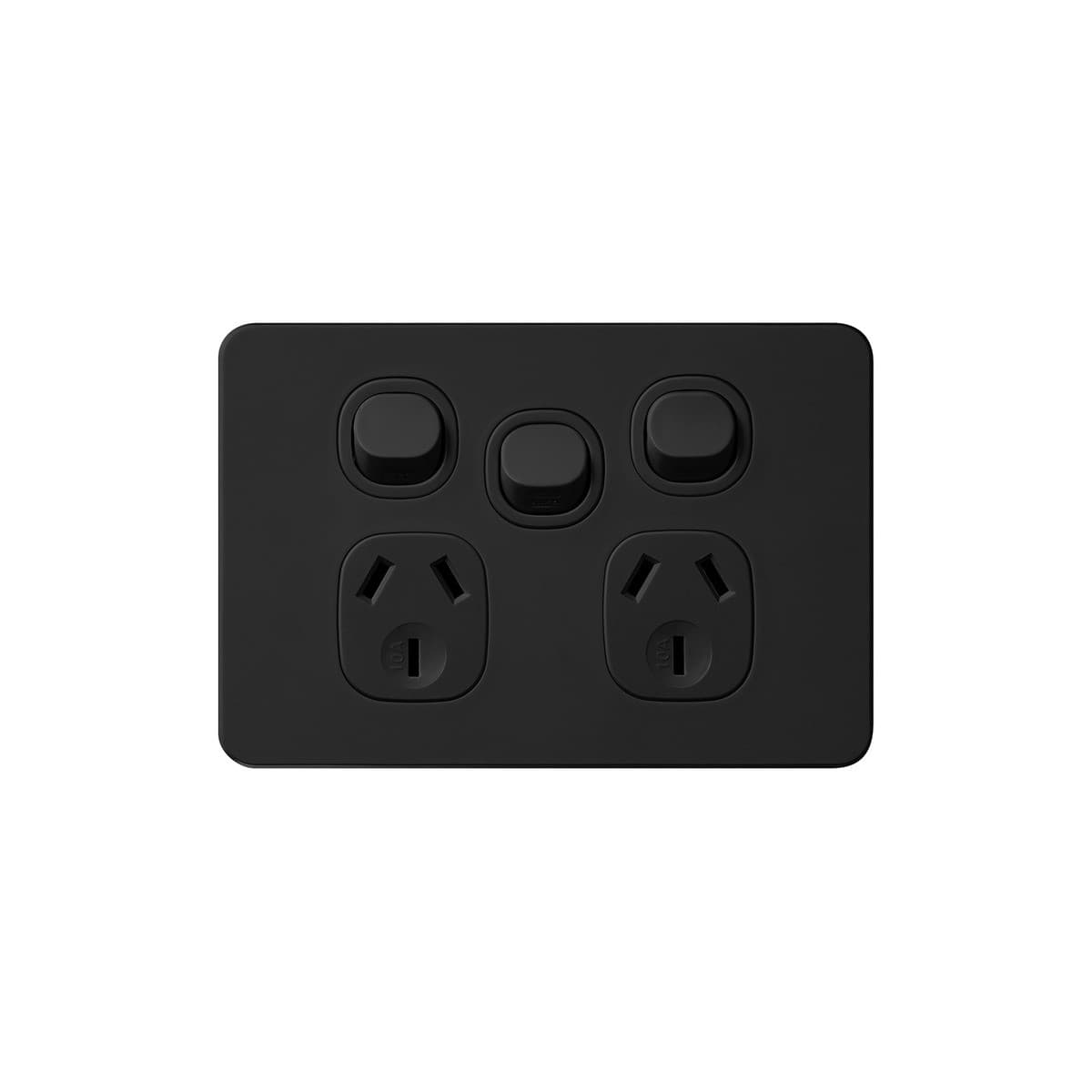Vynco Metro Twin GPO With Extra Switch Only in Matte Black-img-1