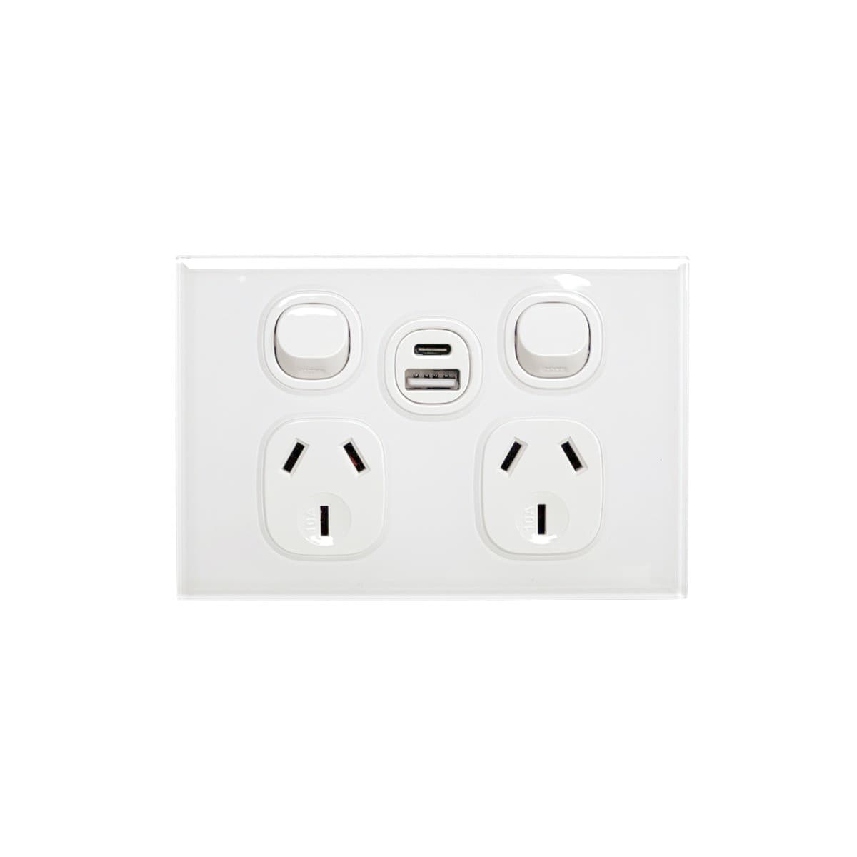 Vynco Urban Twin GPO With Extra Switch Fascia Only in White-img-1