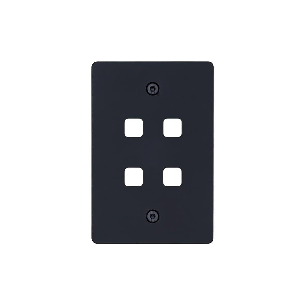 Buster + Punch 4 Gang Metal Grid Plate Only in Black-img-1